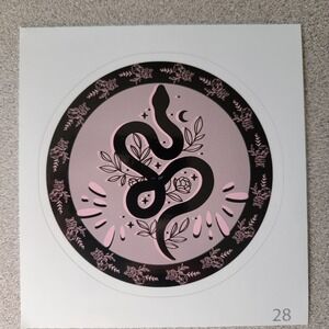 Snake Sticker Floral Crescent Moon Stars Occult Gothic Decal‎